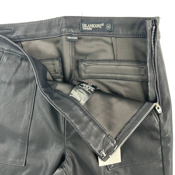 New Blanknyc Women Black Slim Pants Faux Leather Leggings Zipper Back US 25 - Picture 7 of 11